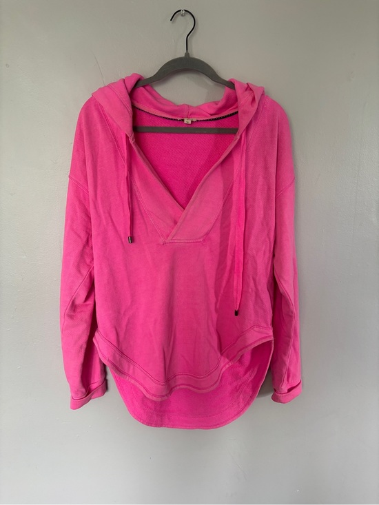Pilcro Tops - Pilcro Bright Pink V-Neck Hooded Pullover